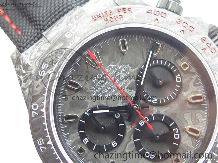 1218 WrinkleFree Daytona DIW Carbon OMF Best Edition Carbon Black Dial Red Hand on Black Nylon Strap A 2846